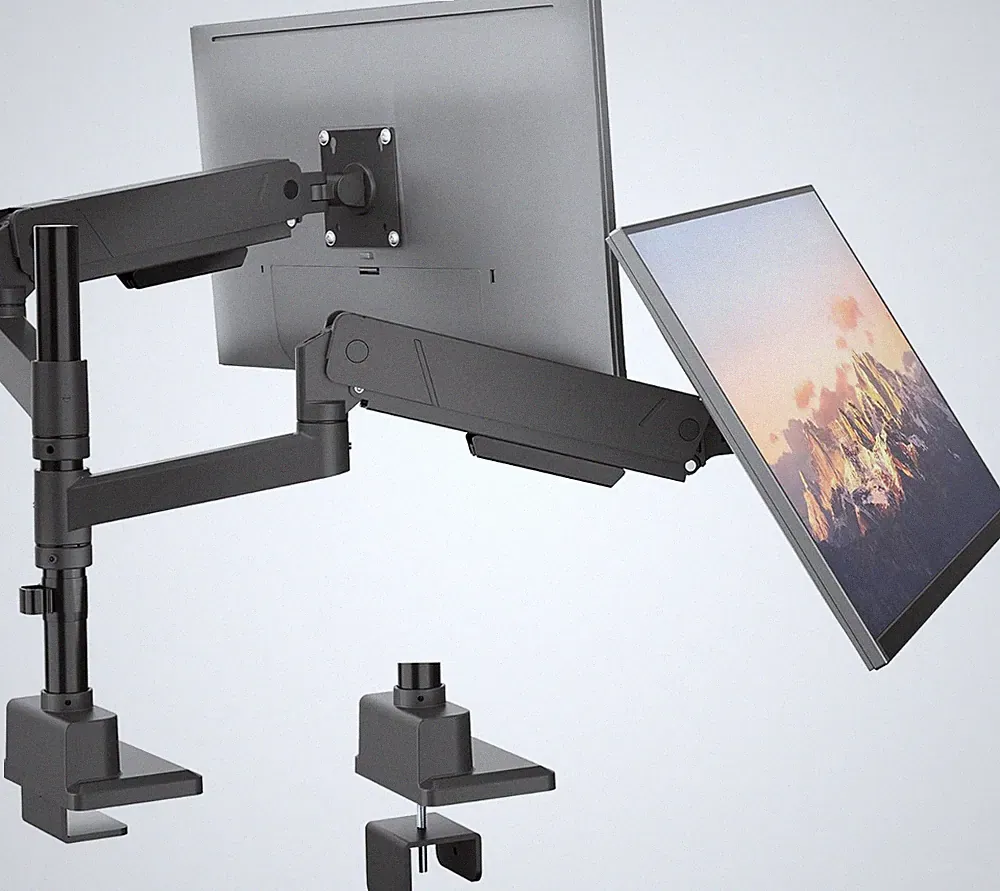 Dual Monitor Mount for 17-35" Curved Screens, Adjustable Heavy Duty Arms