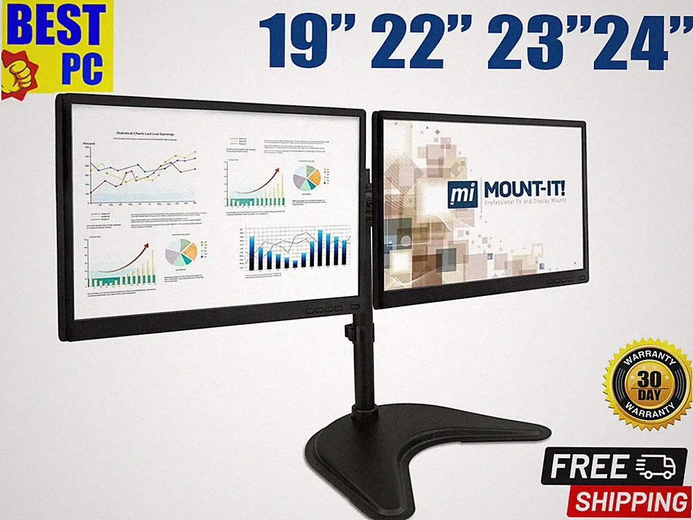 Dual Monitor Setup 19" 22" 23" 24" 27" FHD LCD Widescreen Monitor w/Cable 1080p