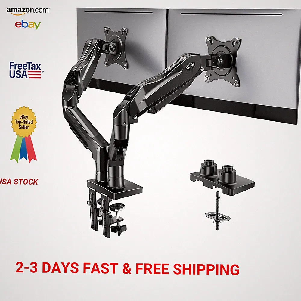 Dual Monitor Stand Fully Adjustable Desk Mount for 13 to 32 Inch Screens VESA