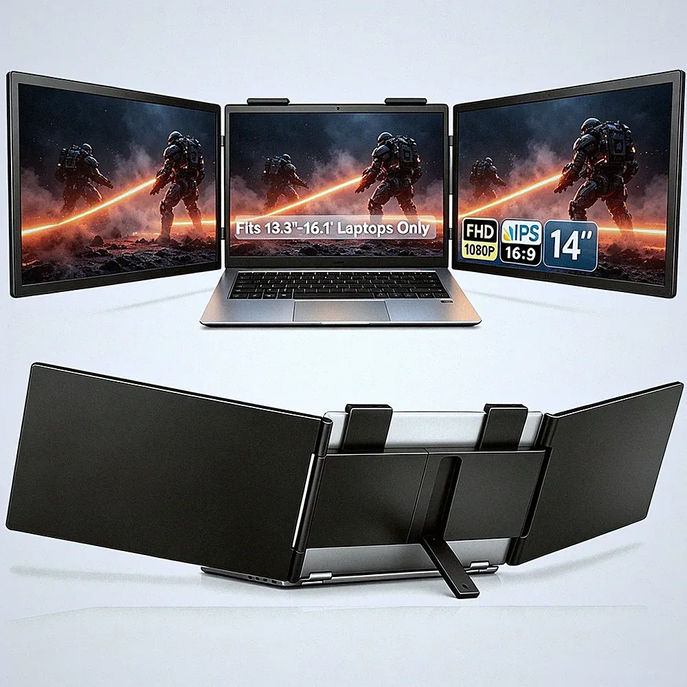 Dual Screen Portable Monitor 14" 1080P FHD USB-C Extender Screen for Macbook PC