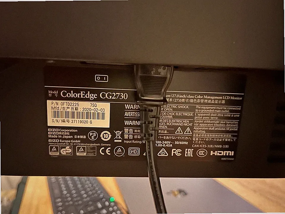 EIZO ColorEdge CG2730 27" 2560x1440 HDMI DP Monitor with Orignal Stand & Cables