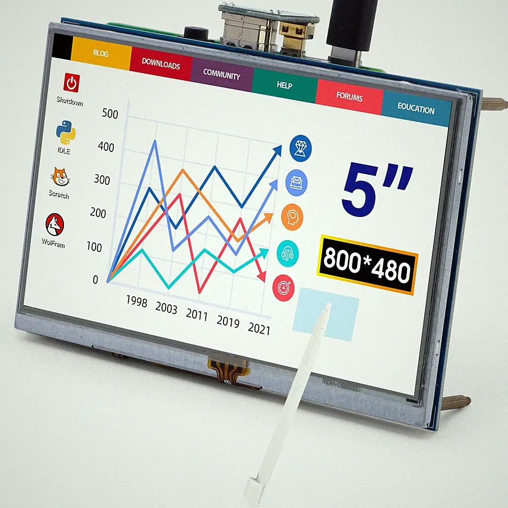 ELECROW 5-inch Touchscreen Monitor Compatible with Raspberry Pi 5/4/3/2B/Zero