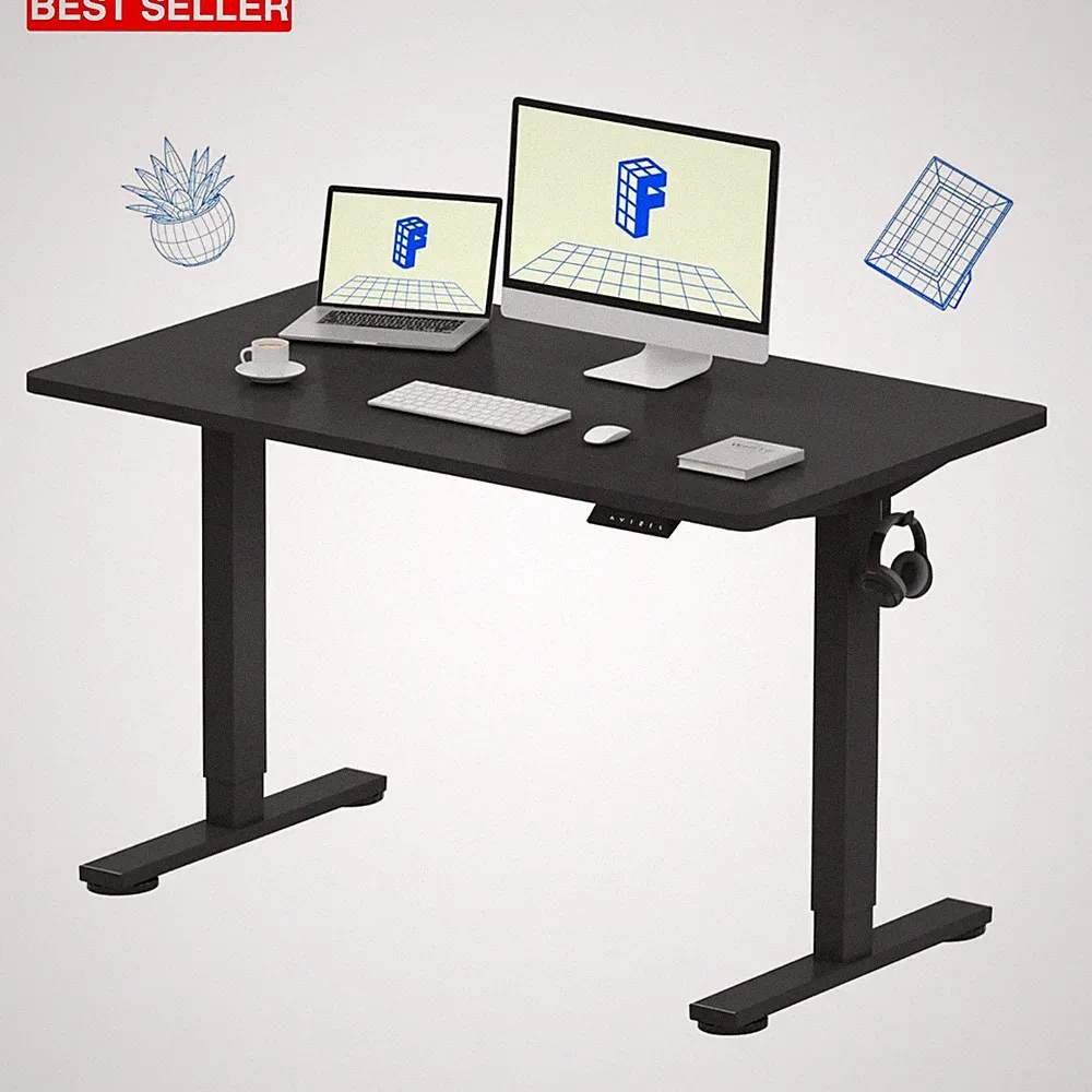 Ergonomic 48"x24" Stand-Up Desk with 4 Memory Presets - Spaces for Dual Monitors