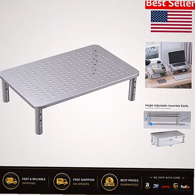 Ergonomic Height Adjustable Monitor Riser - 3 Settings for Ultimate Comfort