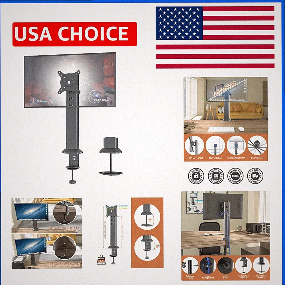 Ergonomic Monitor Arm Mount for 13" to 32" Screens – Adjustable & Swivel Design
