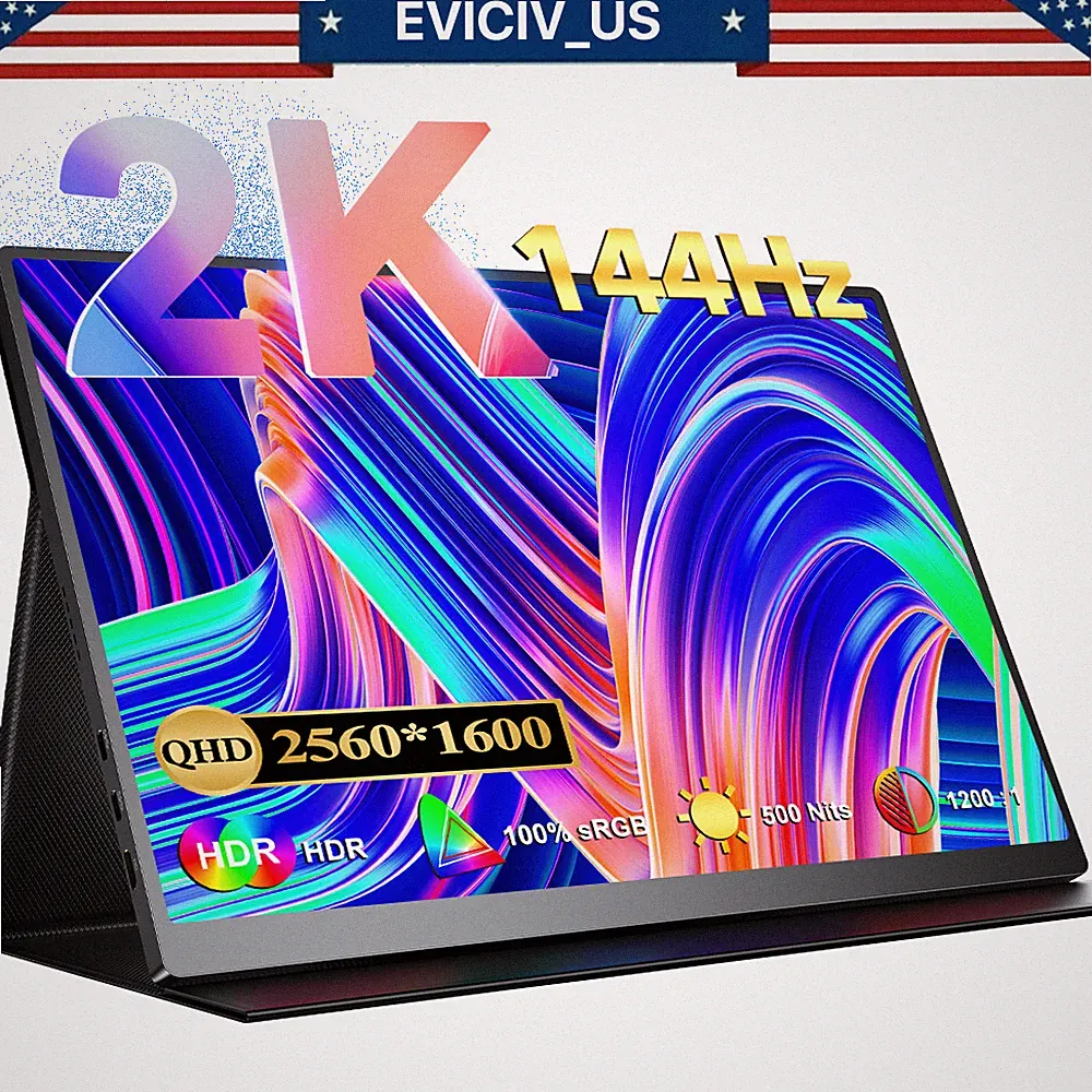 EVICIV 144Hz 2K Portable Monitor 16" 2560*1600 QHD Anti Glare Screen For Switch