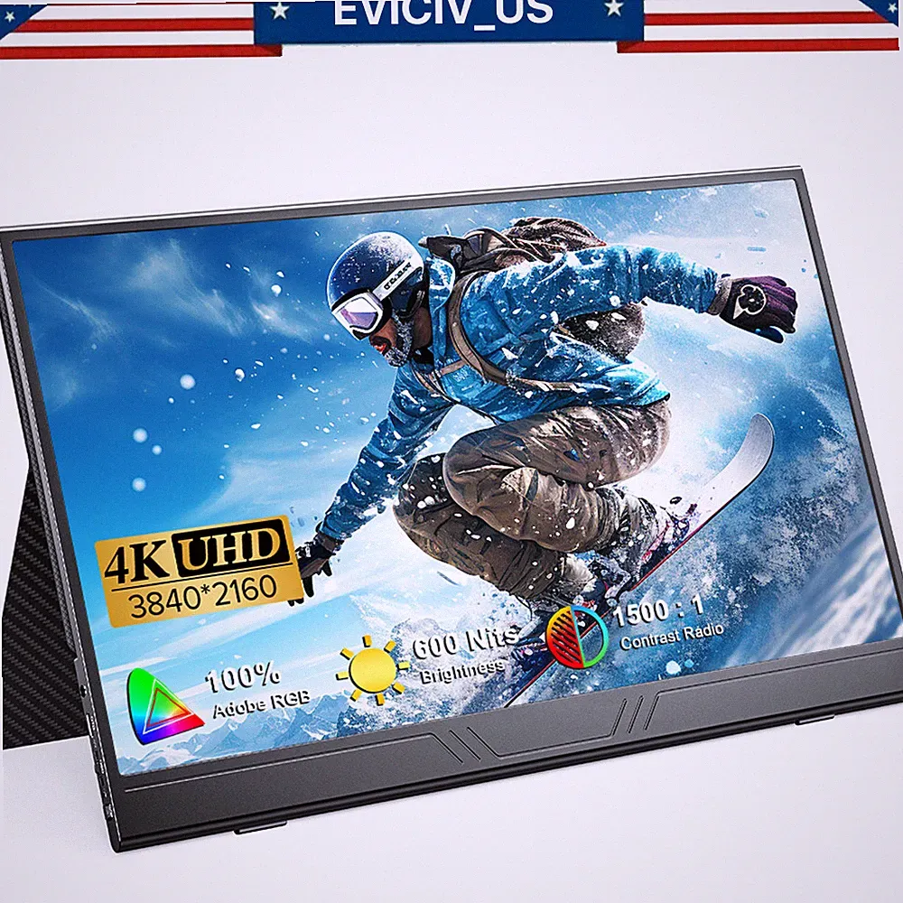 EVICIV 15.6" 4K 1500:1 600 cd/m² HDR Portable Monitor IPS 2160P UHD for Working