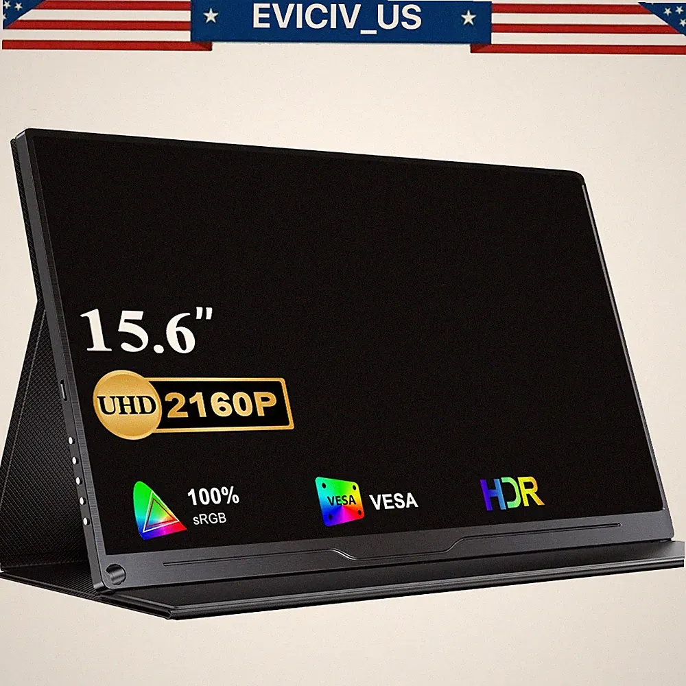 EVICIV 15.6" 4K Ultra Slim HDR Portable Monitor IPS 3840*2160 HDMI USB C PS6 PC