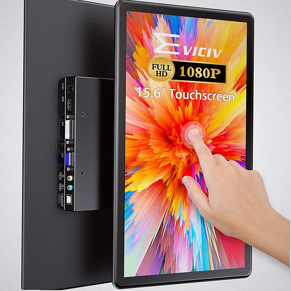 Eviciv 15.6" Touch Screen Portable Monitor 1080P USB VGA DVI HDMI For Project