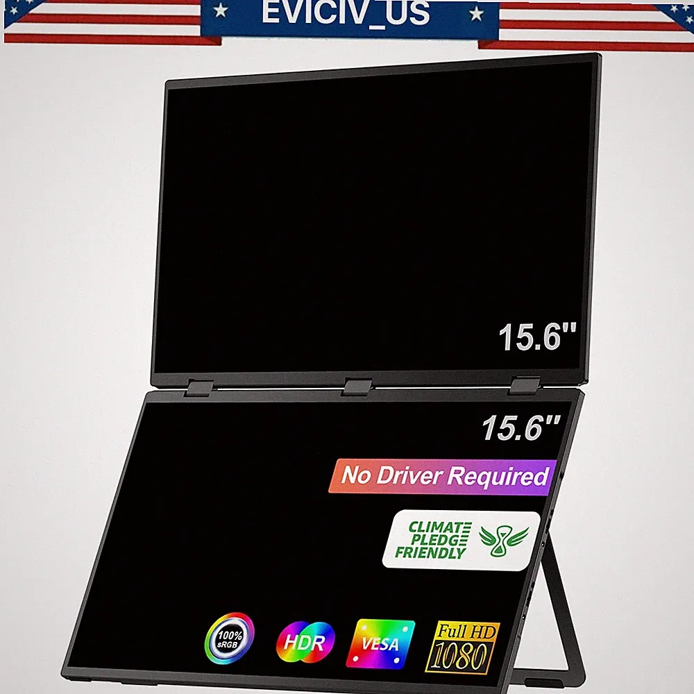 EVICIV 15.6" Triple Portable IPS Folding Gaming Monitor For Laptop PS6 Xbox 360