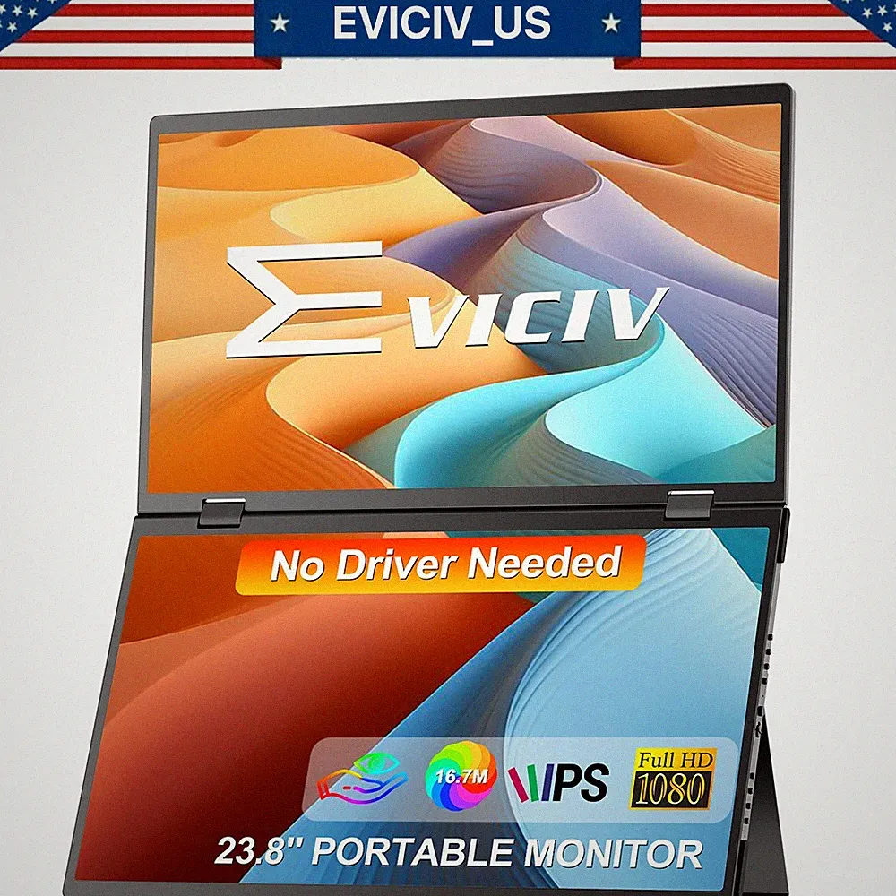 EVICIV 15.6" Triple Portable IPS Folding Gaming Monitor For Laptop PS6 Xbox 360