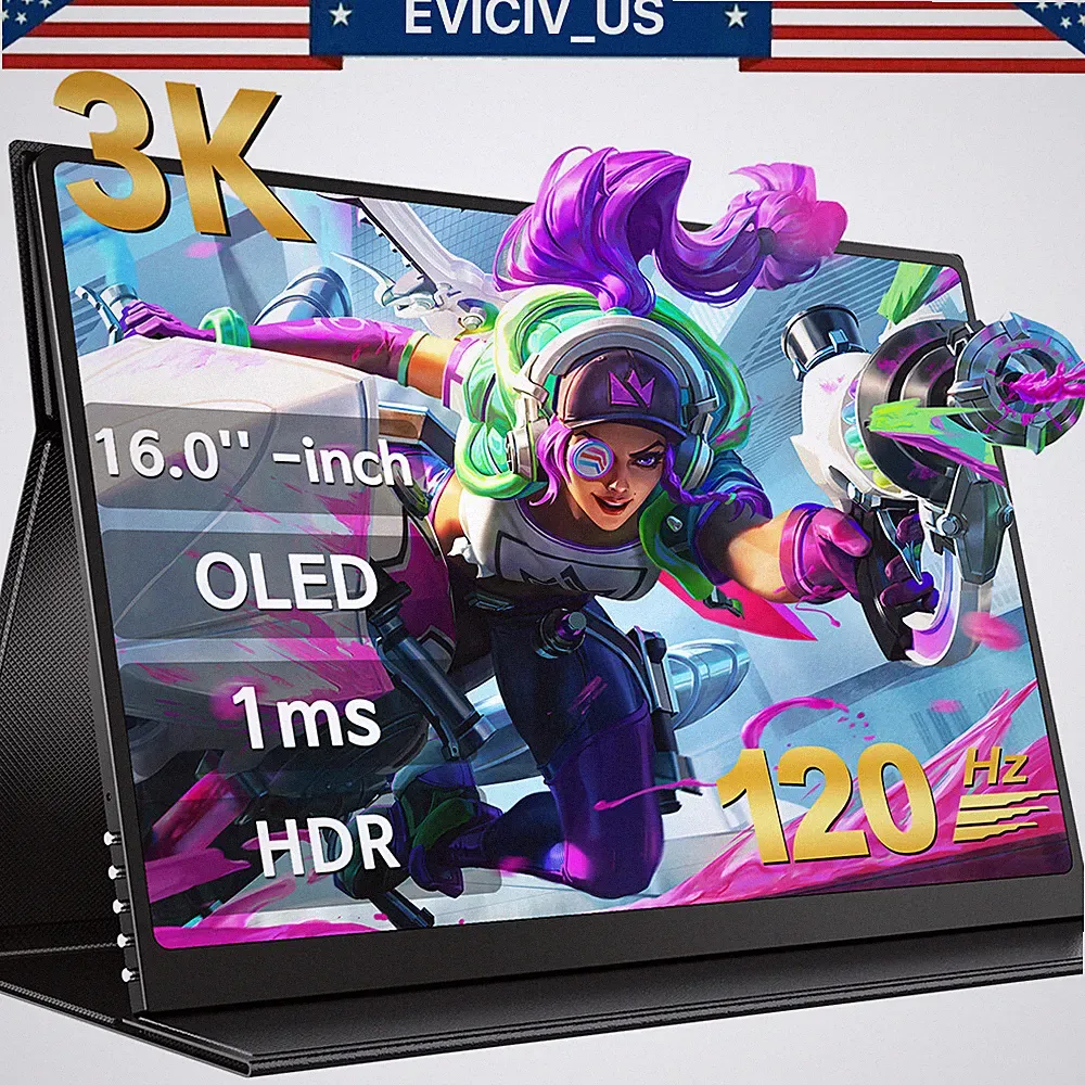EVICIV 16.0" 3K OLED 120Hz 100000:1 500 cd/m² Portable Monitor 100% DCI-P3 1800P