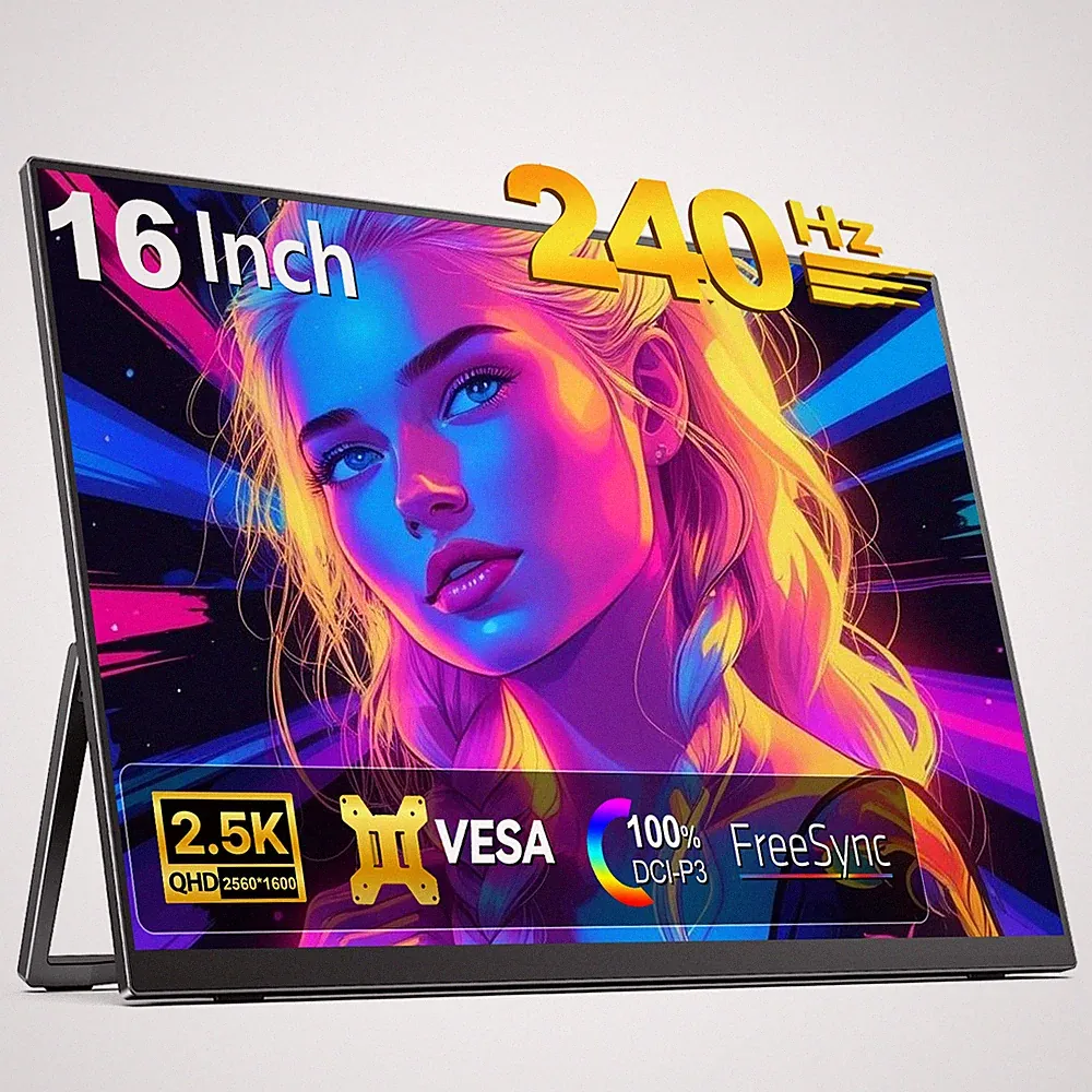 EVICIV 16" 2K 240Hz Portable Monitor 2.5K Freestanding For Gaming Xbox Switch PS