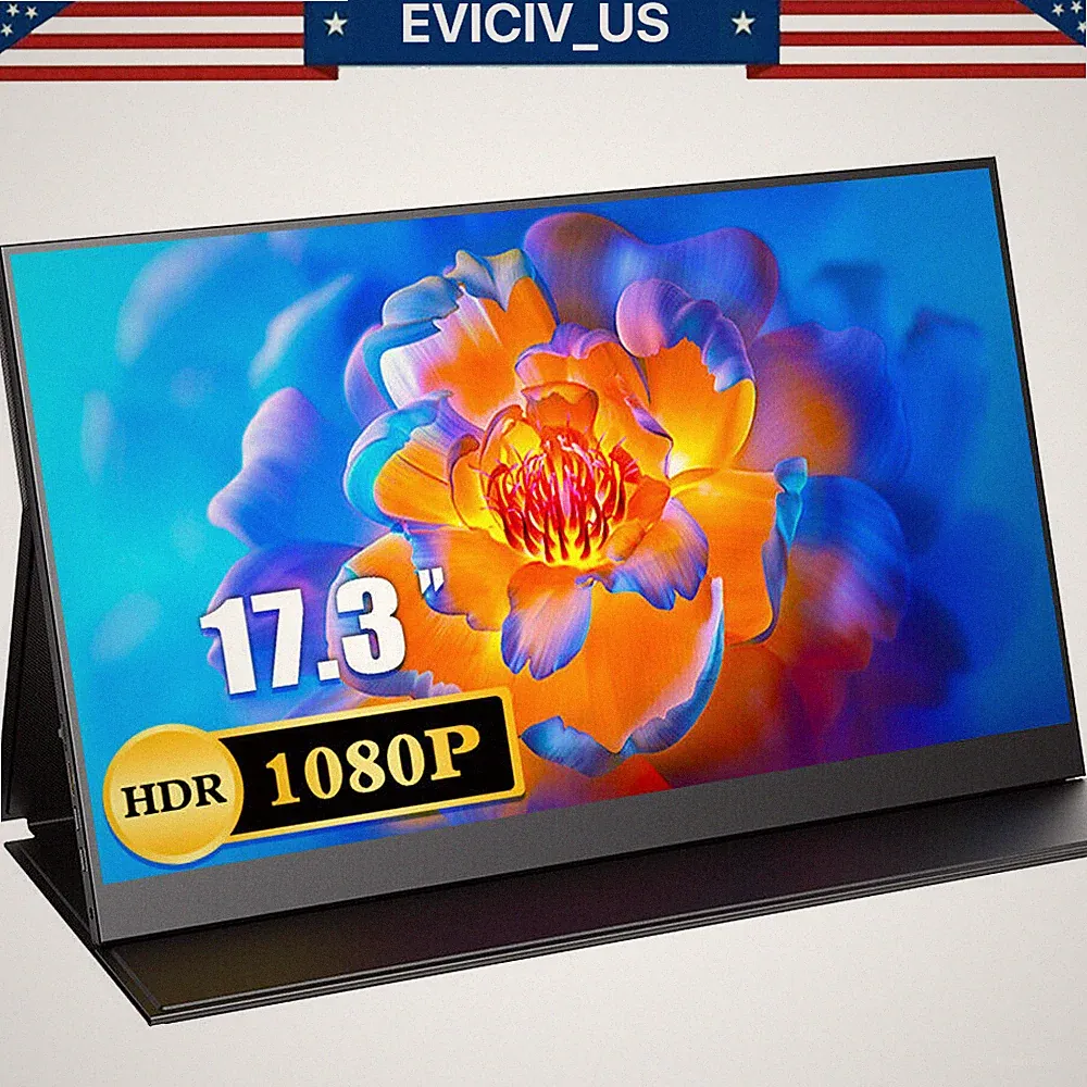 EVICIV 17.3" Portable Monitor FHD Screen 1920*1080 FHD IPS Panel Display Used US