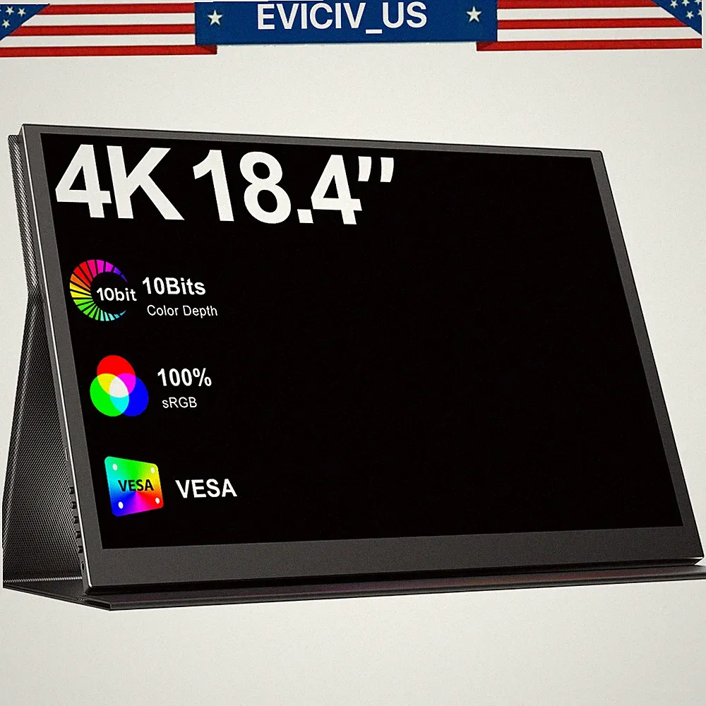EVICIV 18.4" 4K Portable Monitor 3840*2160 Ultra-Slim Screen w/Adjustable Stand
