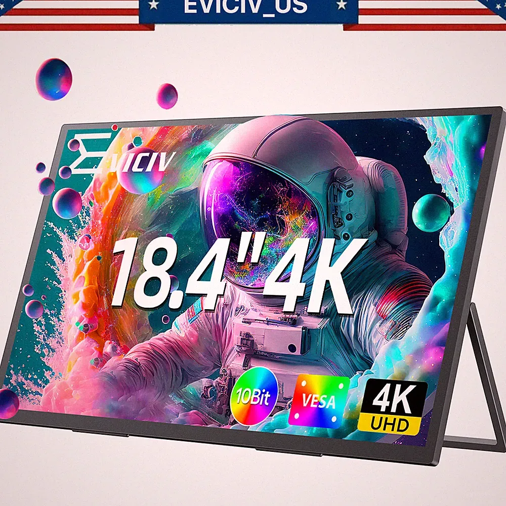 EVICIV 18.4" Portable 4K Screen Monitor USB C 1000:1 screen Gaming Monitor HDMI