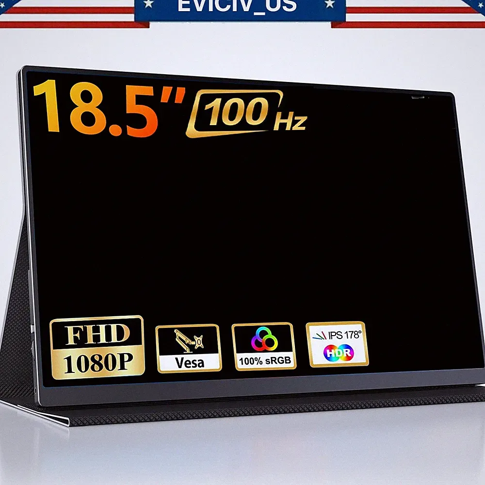 EVICIV 18.5" 100Hz Portable Monitor 400cd/m² Screen HDMI USB C 2000:1 Display US
