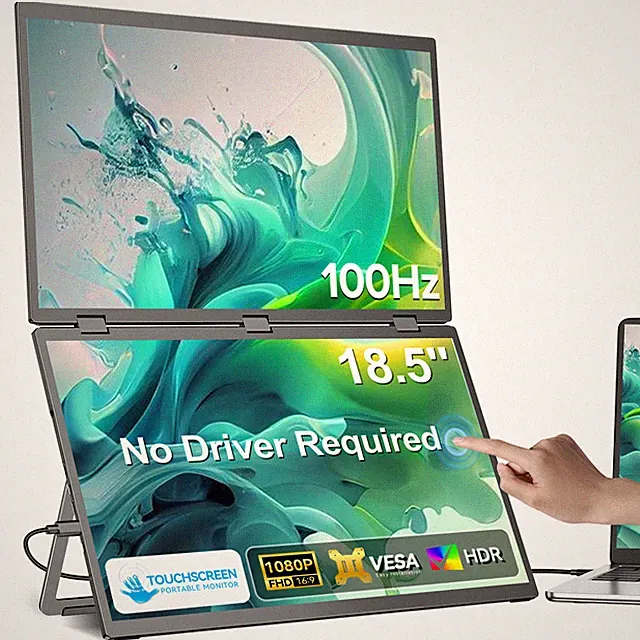 Eviciv 18.5" 100Hz Touchscreen 1080P Dual Screen Portable Monitor Extend Screen