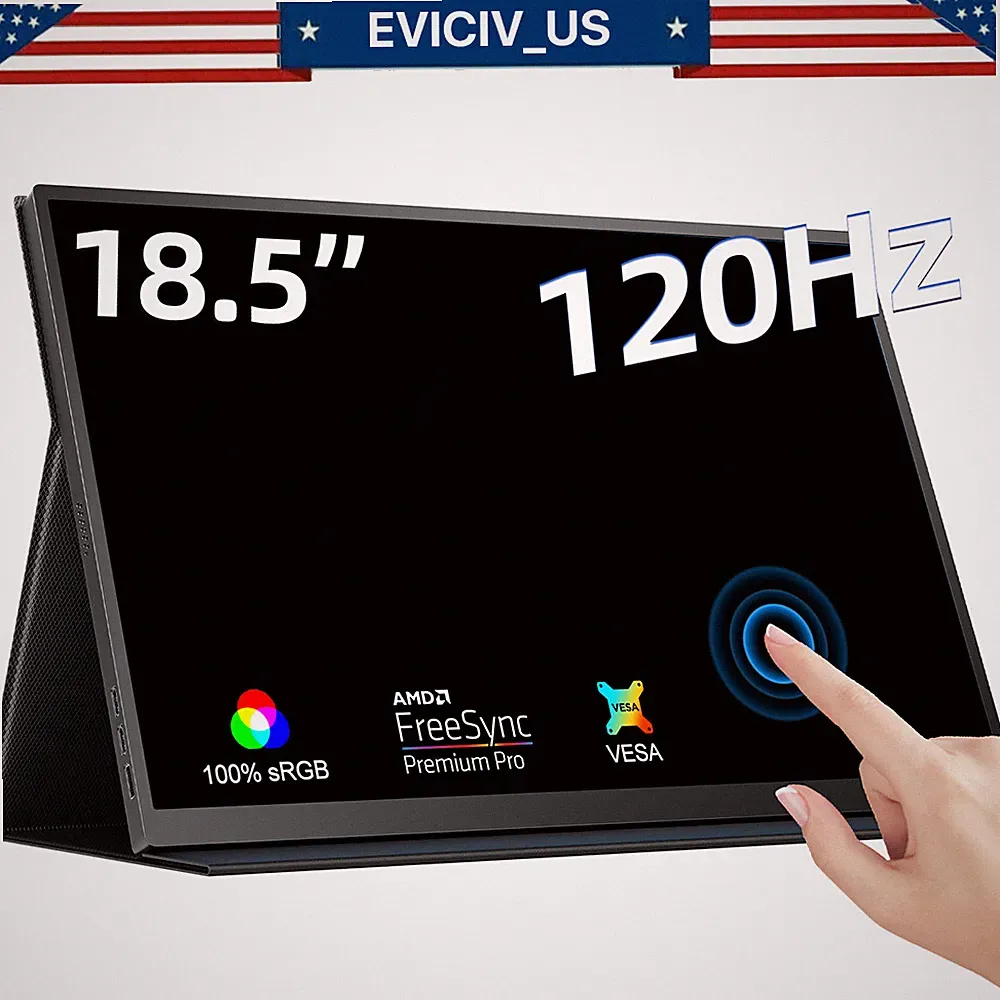 EVICIV 18.5” Portable Monitor Touchscreen | 120HZ 1ms Gaming Monitor FreeSync US