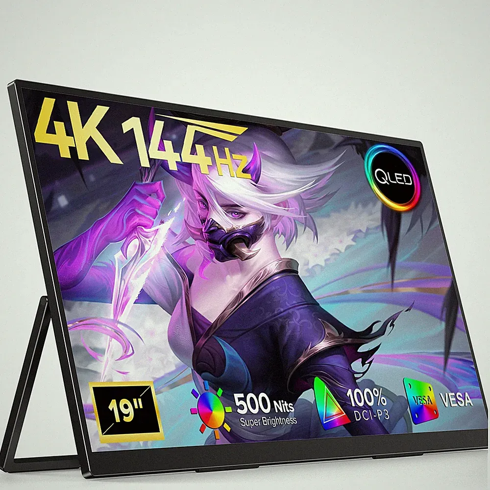 Eviciv 19" 120Hz Portable Gaming Monitor 4K QLED Screen Switch Display For PC PS