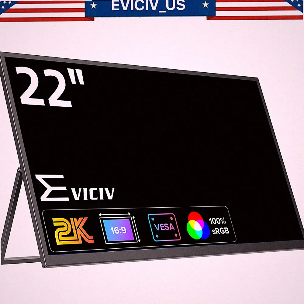 EVICIV 22.0" 2K Portable Monitor 1000:1 Screen USB C Display HDMI 2560*1440 Big