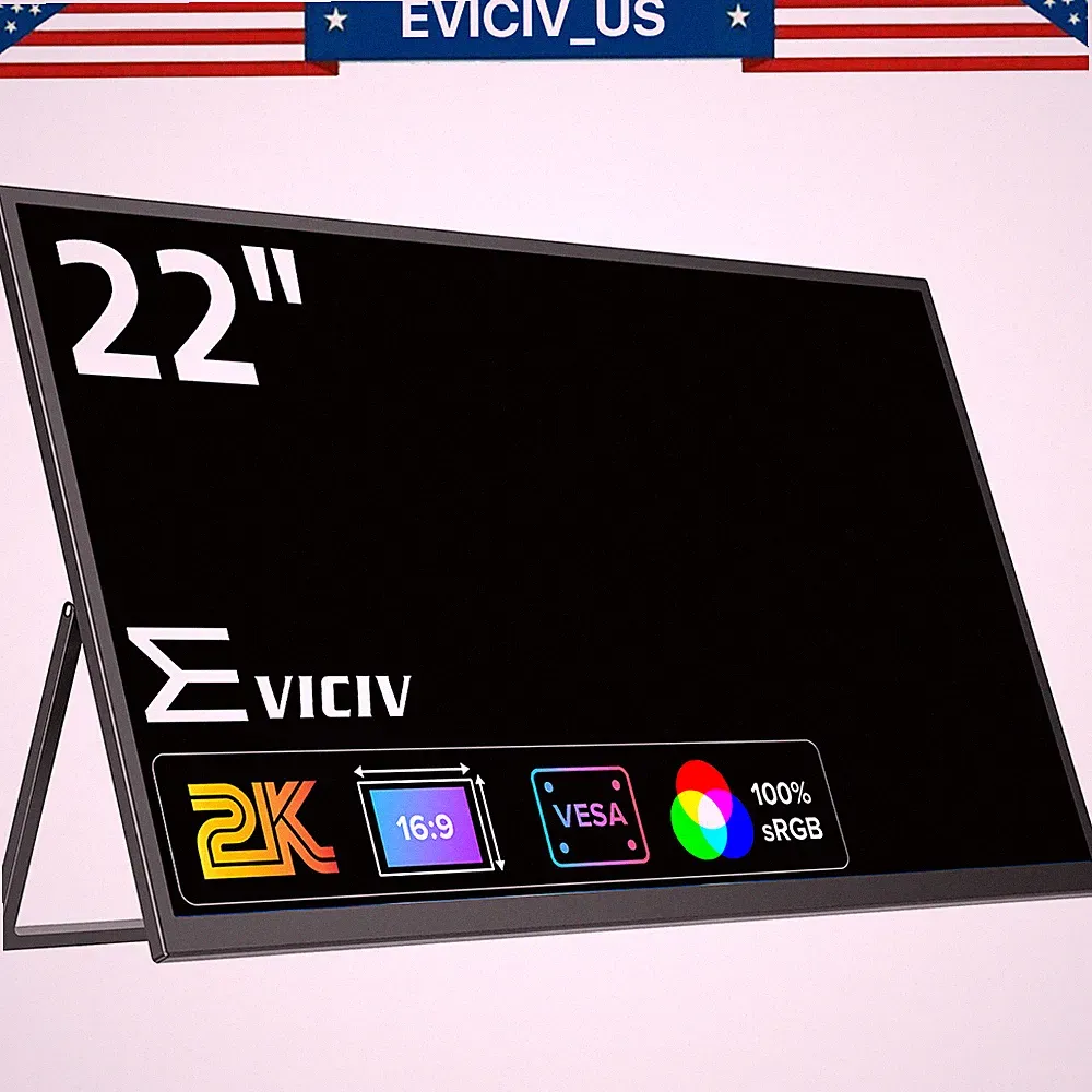 EVICIV 22.0" 2K Portable Monitor 1000:1 Screen USB C Display HDMI 2560*1440 Big