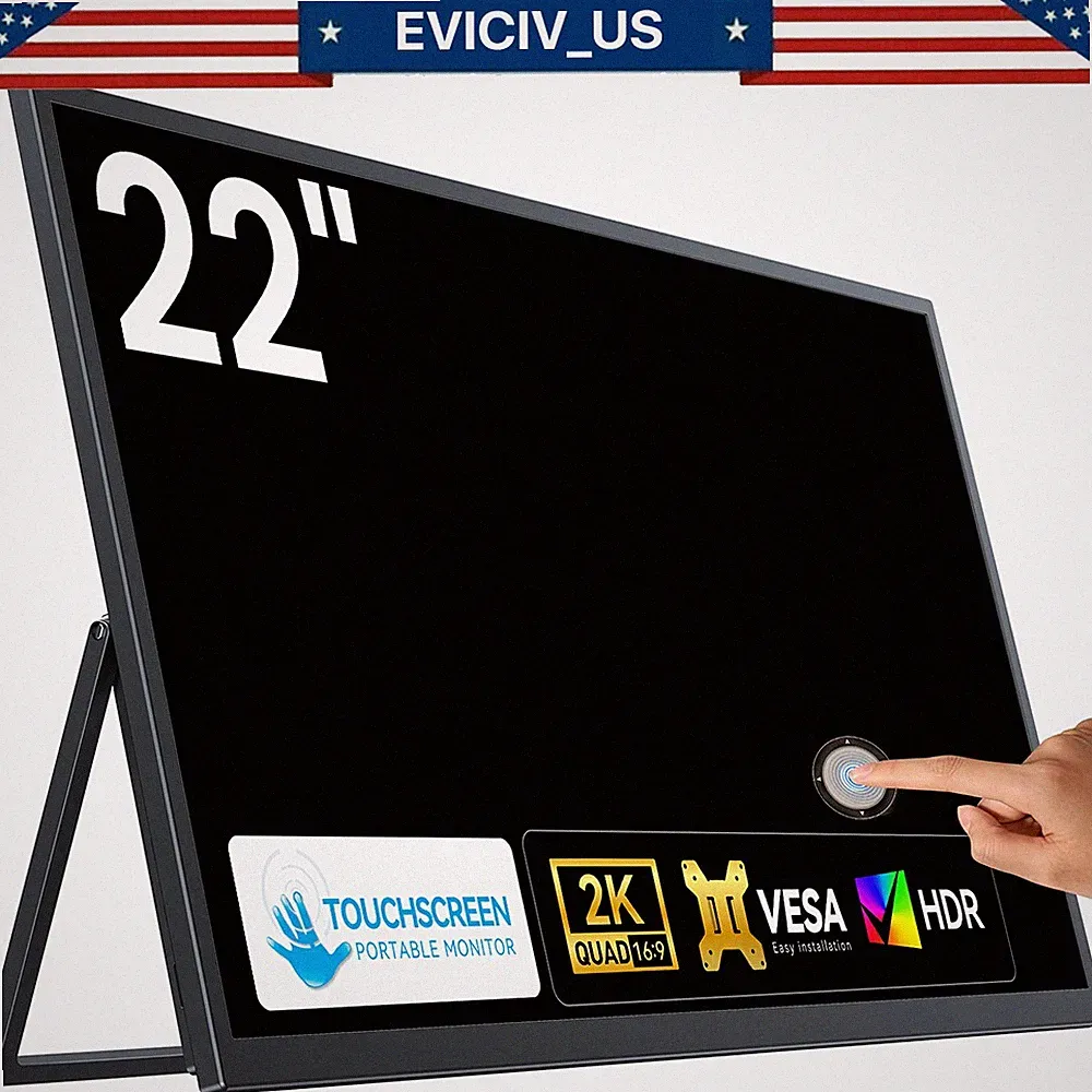 EVICIV 22.0" 60Hz Touchscreen Portable Monitor 1440P For Xbox PS5 Gaming Switch