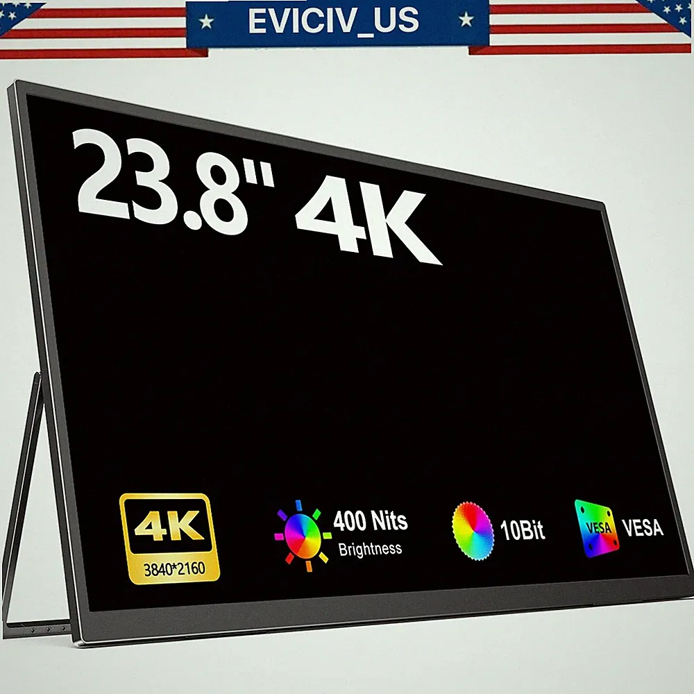 4K Portable Monitor, 23.8" 3840*2160 UHD Gaming Computer Monitor FreeSync 2000:1