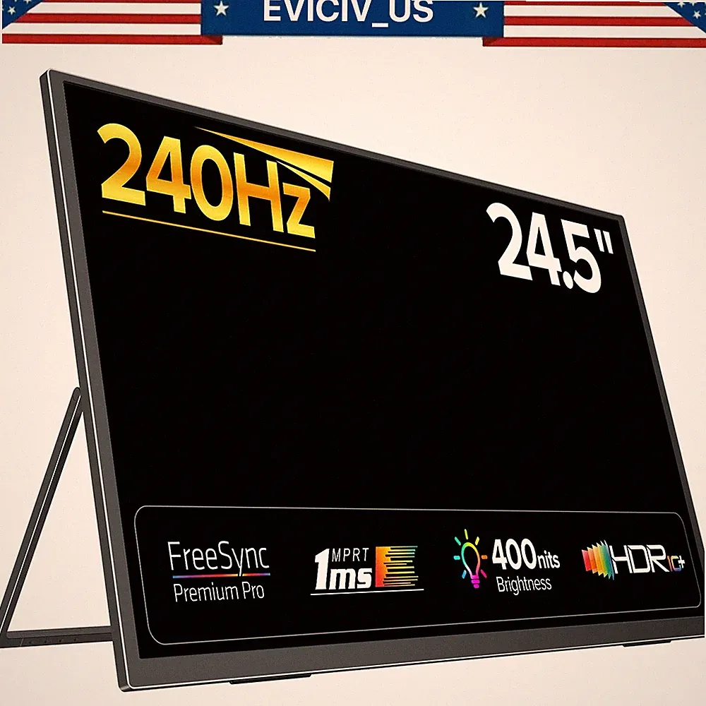 EVICIV 240Hz Game screen Portable Monitor, Upgraded 24.5" IPS HDR for PS5 4 XBOX