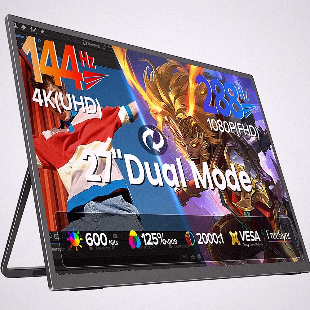 Eviciv 27" 4K 288Hz Portable Gaming Monitor 3840x2160 Extend Monitor for Laptop