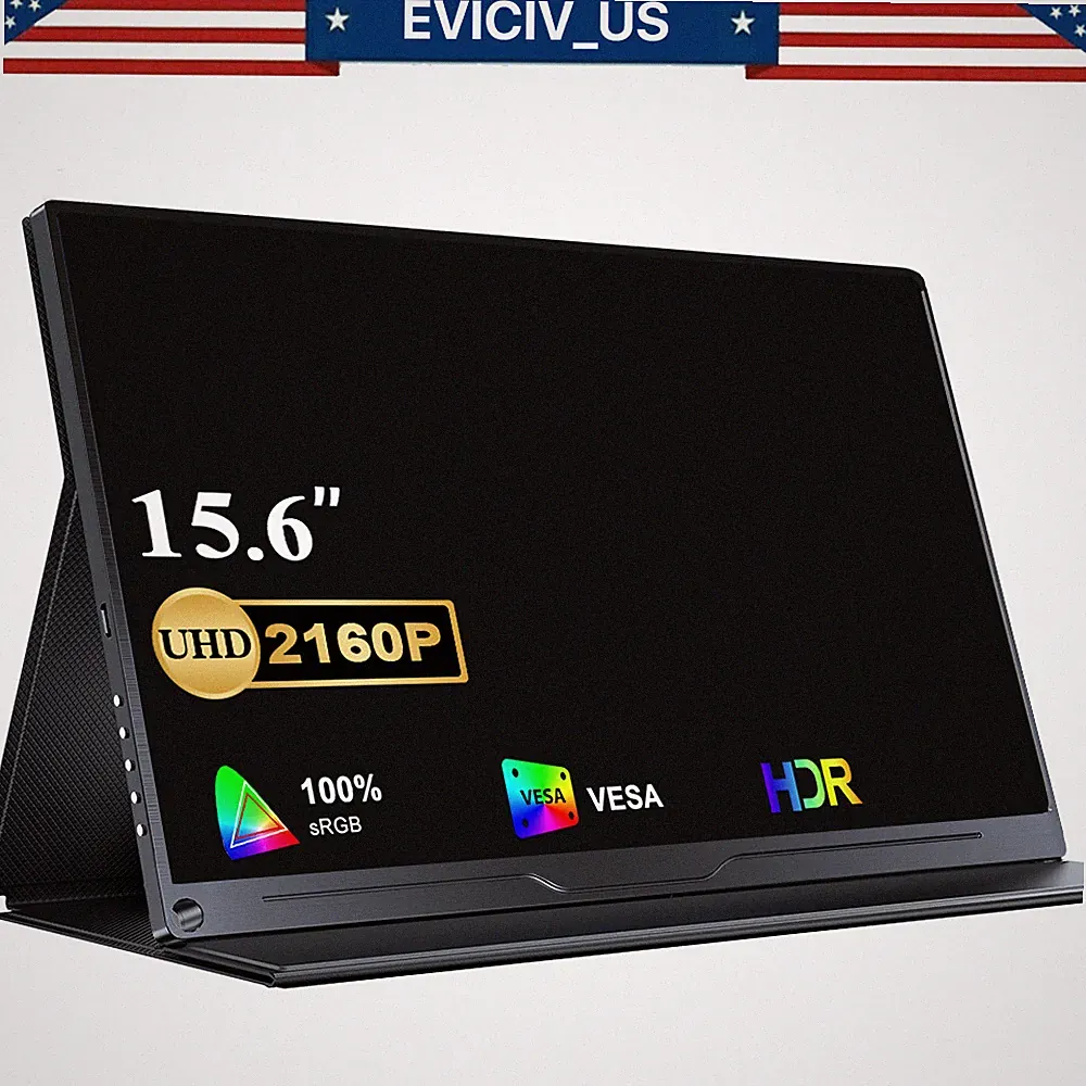 EVICIV 4K Portable Monitor UHD IPS 15.6" Gaming Screen Display USB C 3840x2160 A