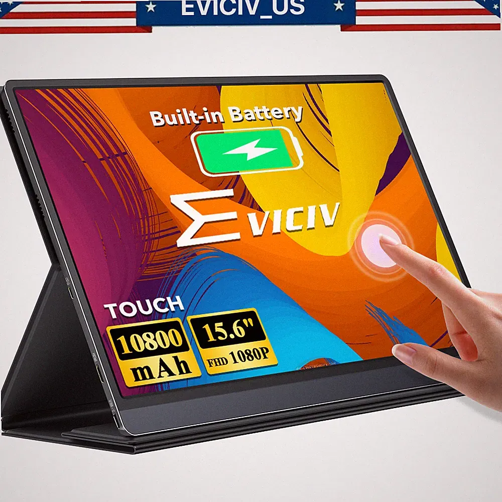 EVICIV Battery Portable Monitor 120Hz Touchscreen, Upgraded 15.6" IPS HDR Used A