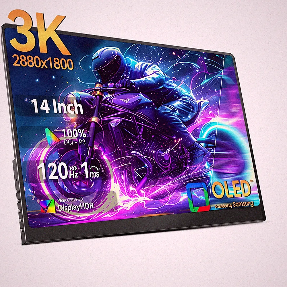 Eviciv OLED Portable Monitor 14" 3K 2880x1800 120Hz Gaming Screen Extend Dispay