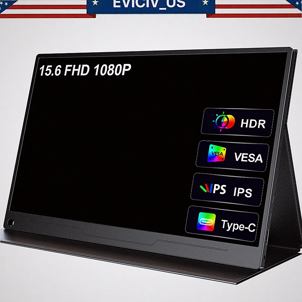 EVICIV Portable Monitor 15.6" IPS HDR 1920*1080 FHD Eye Care Screen USB C 1200:1