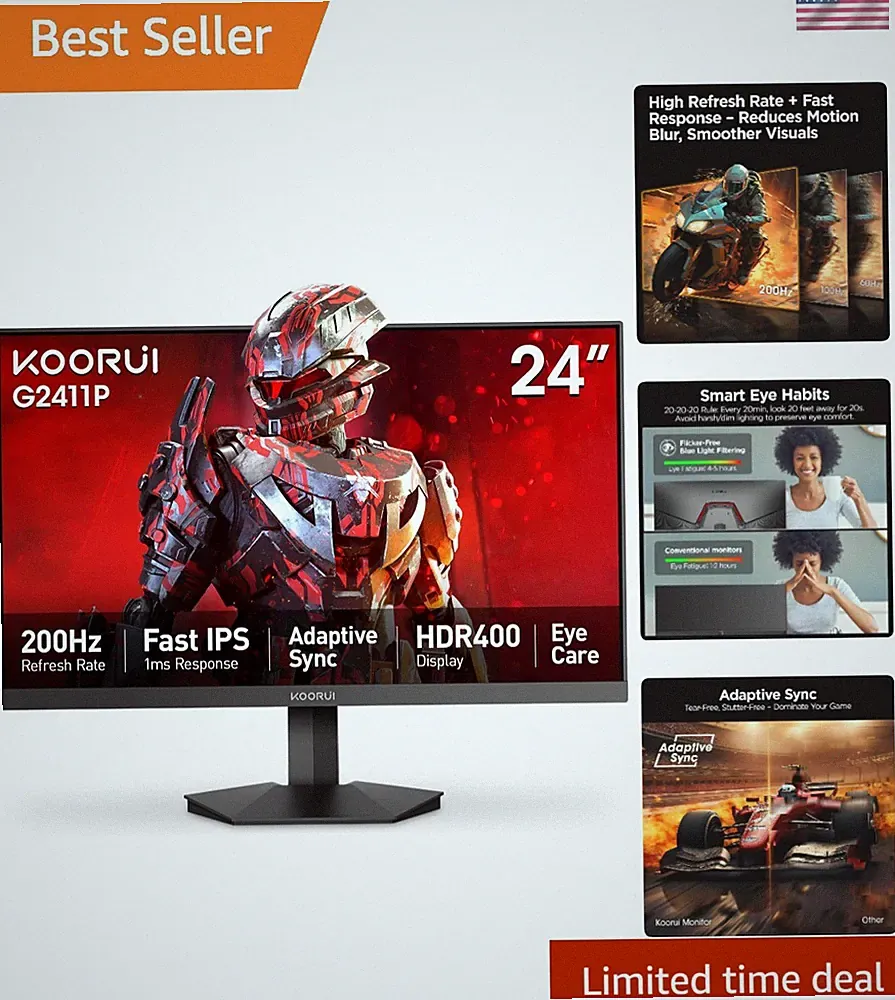 Experience Ultimate Gaming with 24" 200Hz Fast IPS Monitor - FHD & Adaptive Sync