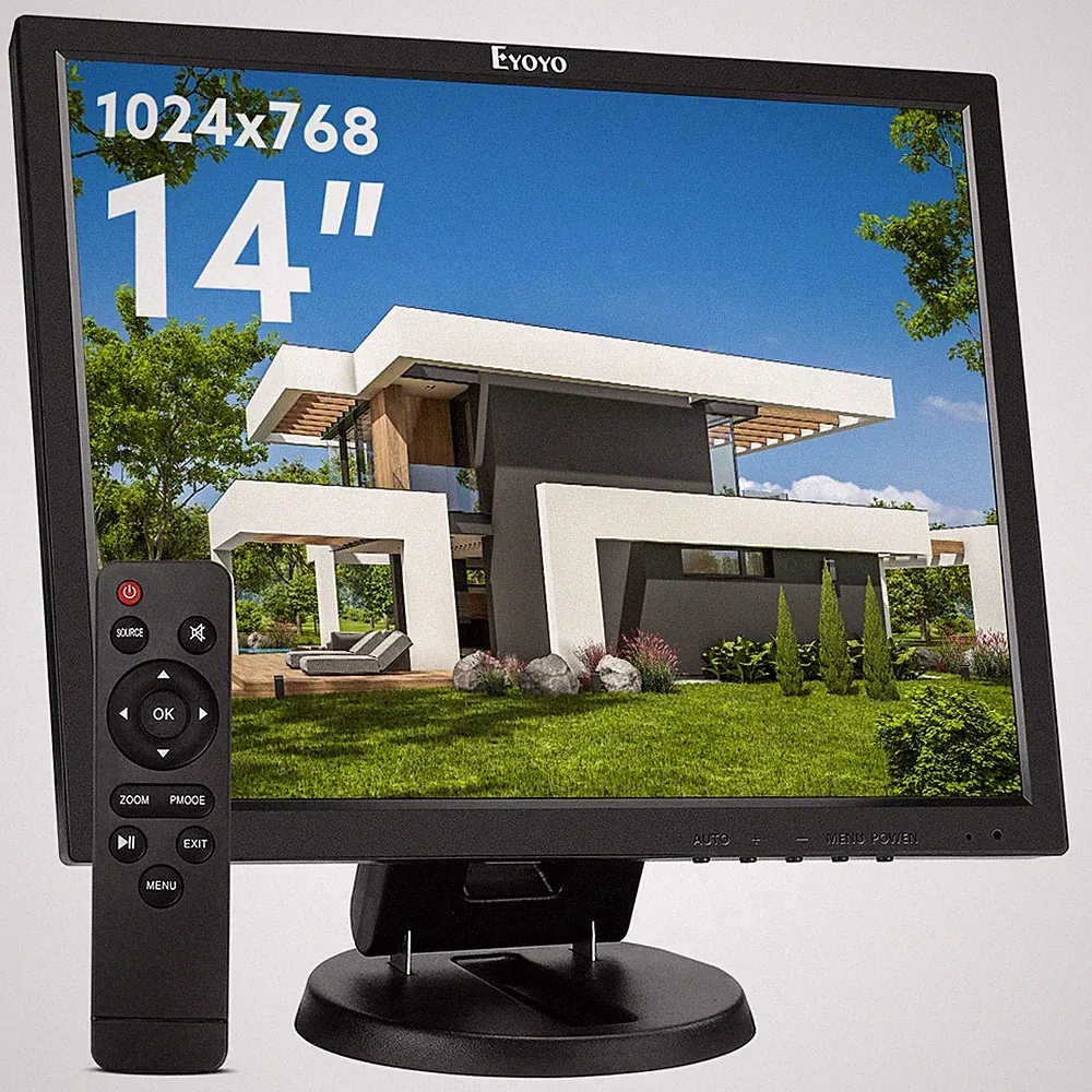 EYOYO 14 In 4:3 TFT Gaming Monitor 1024x768 BNC/HDMI/VGA/AV Input 300cd/m²
