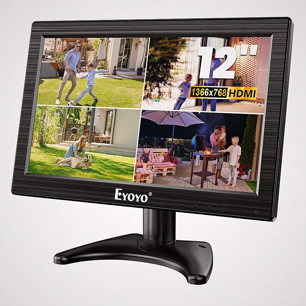 Eyoyo 12" Portable Screen 1366x768 Gaming Screen Raspi Monitor AV HDMI BNC VGA