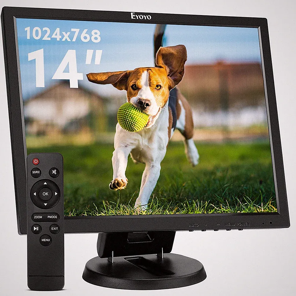 Eyoyo 14" 1024x768 LCD Display Monitor Gaming Screen HDMI/VGA/AV/BNC For PC CCTV