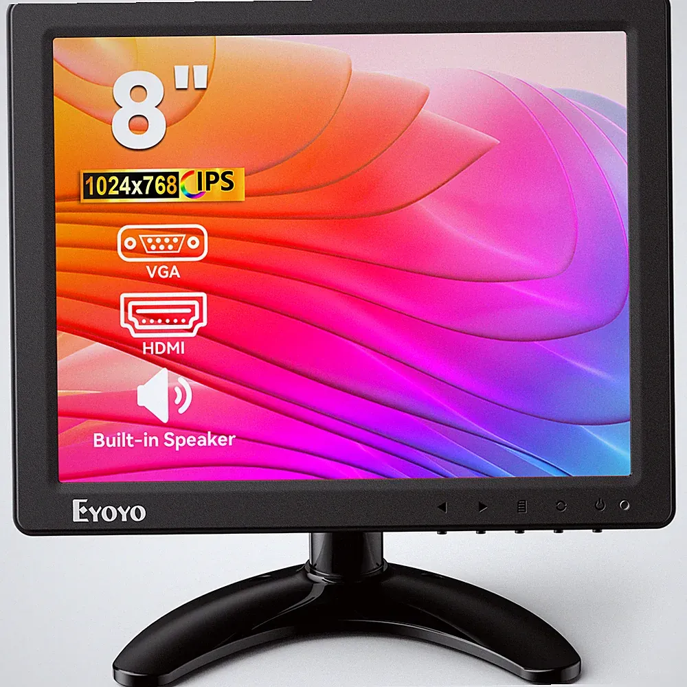 Eyoyo 8 Inch Small HDMI Monitor 1024x768 LCD Screen Display HMDI AV VGA BNC USB