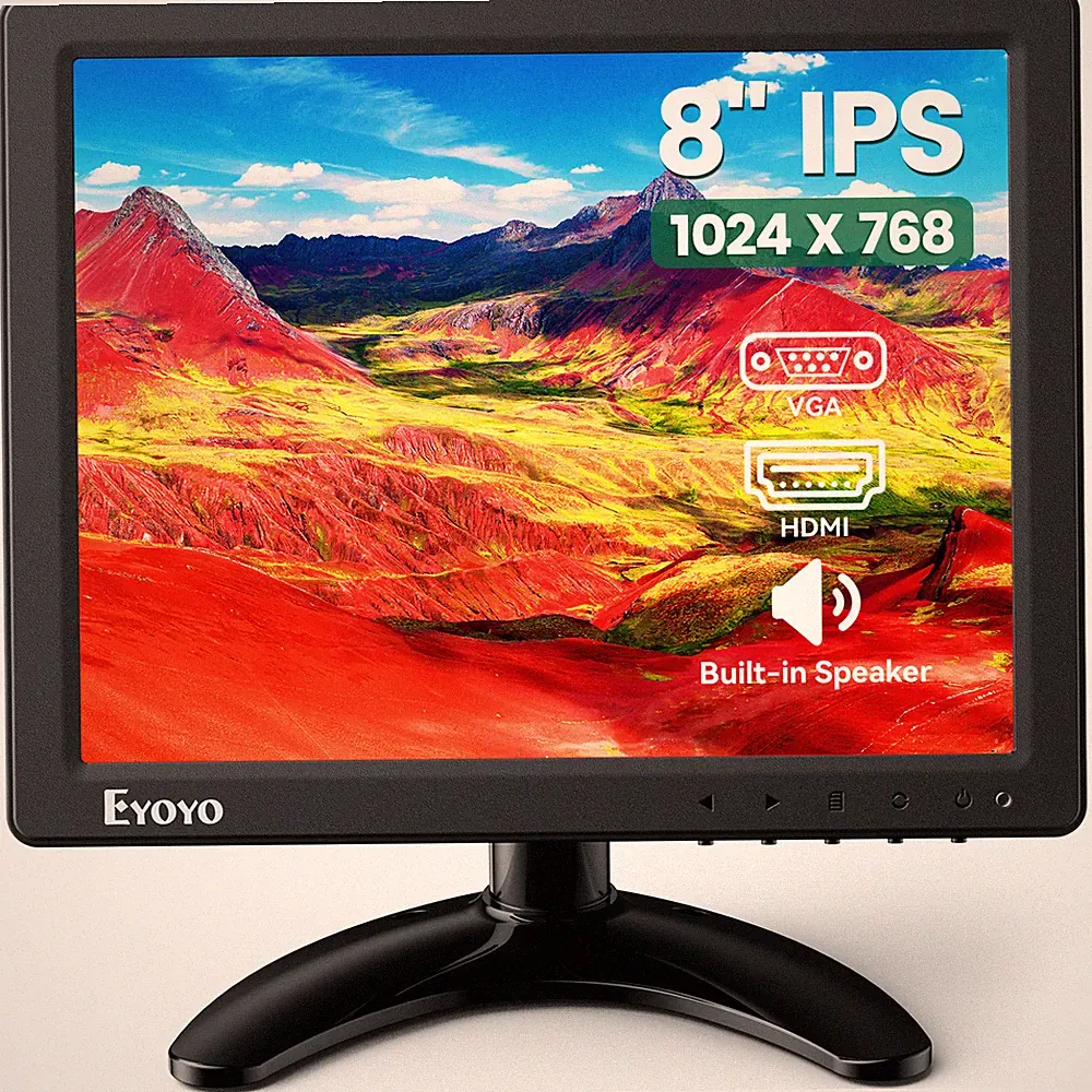 Eyoyo 8" Portable Small HDMI LCD Monitor w/Speaker For PC/TV/Security system VGA