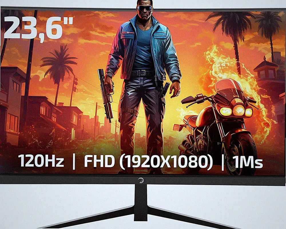 F10 23.6 Inch Curved Gaming Monitor, 120Hz 1080P Display, 1Ms Response Time, AMD
