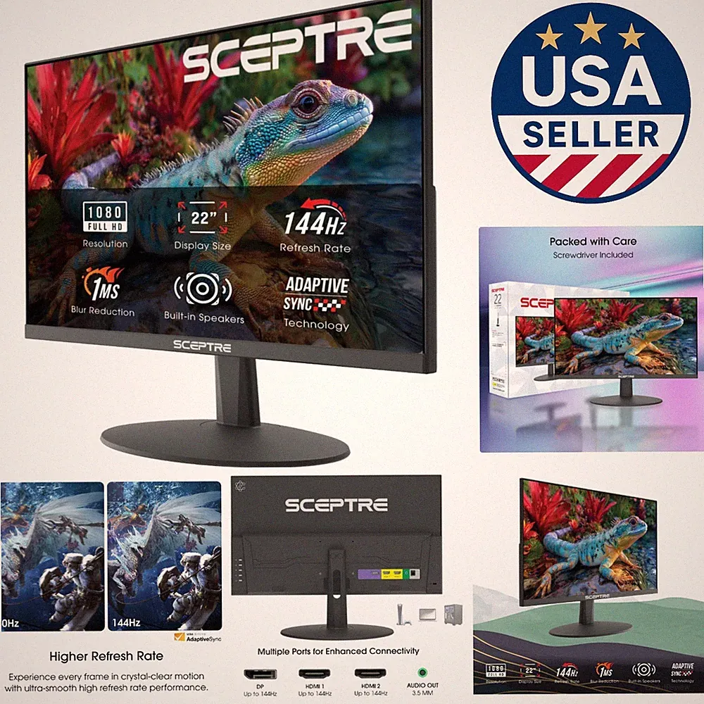 FHD 1080p 22-Inch Gaming Monitor - 144Hz Refresh Rate with Eye Care Technology