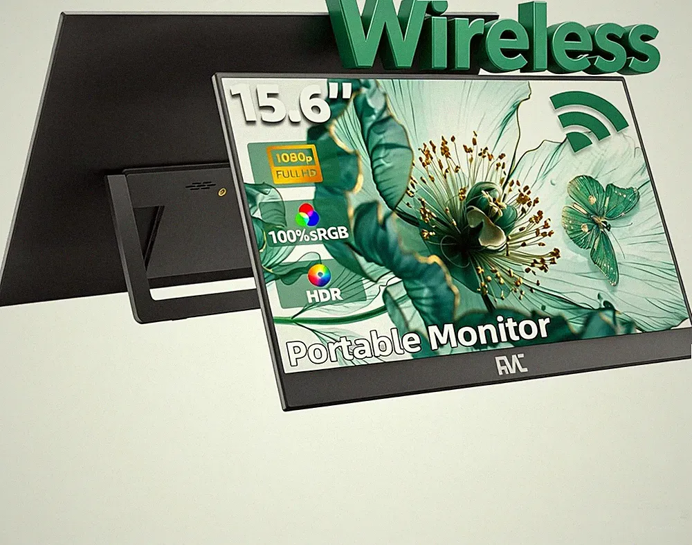 FHD 1080P Wireless Portable Monitor for Laptop - Second Screen with Kickstand
