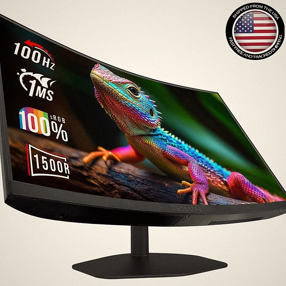 FHD 24-Inch Curved Gaming Monitor with 1ms Response, Built-in Speakers, Eye Care