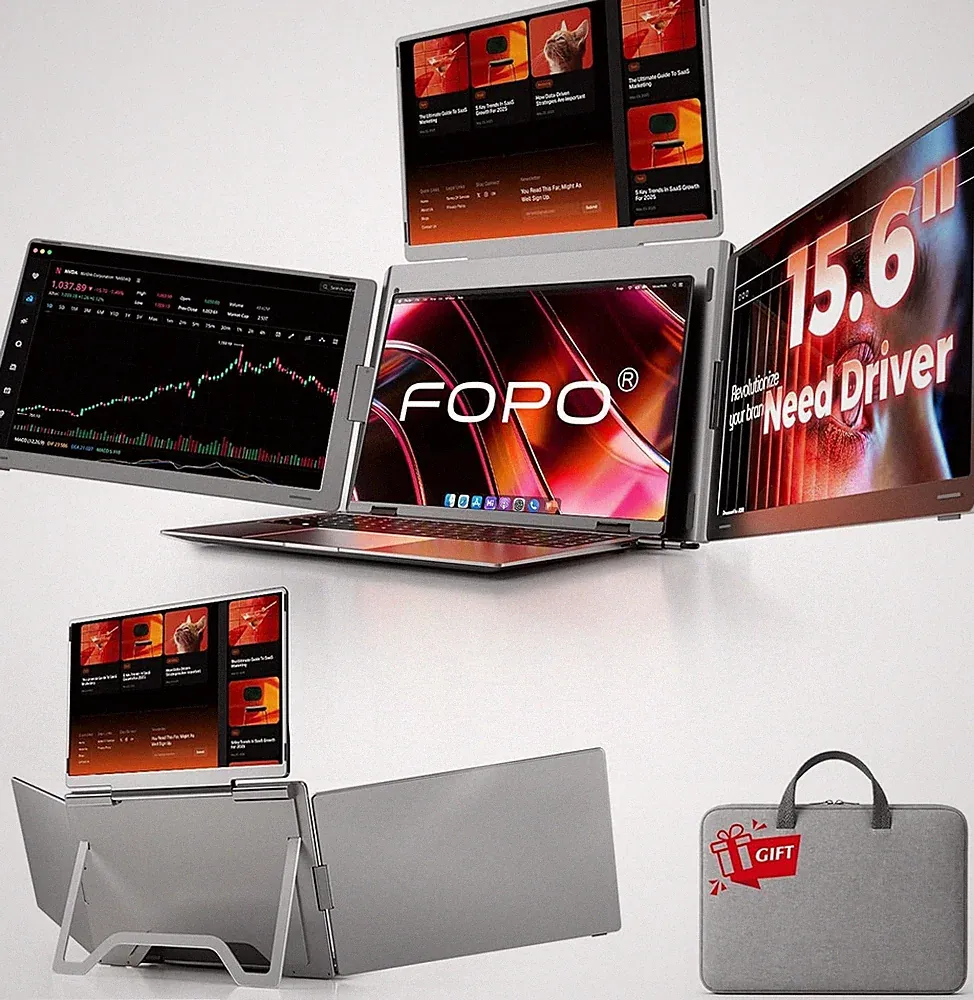 FOPO S888 15.6 in Portable Quad Monitor Laptop Screen Extender FHD 1080p IPS