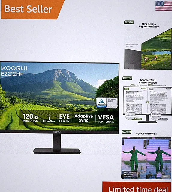 Frameless 22-Inch FHD Monitor - 120Hz, 4000:1 Contrast, HDMI/VGA-Compatible