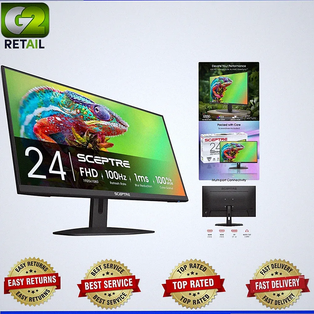 Frameless 24-Inch LED Gaming Monitor - 100Hz, 1ms Response, Eye Care Technology