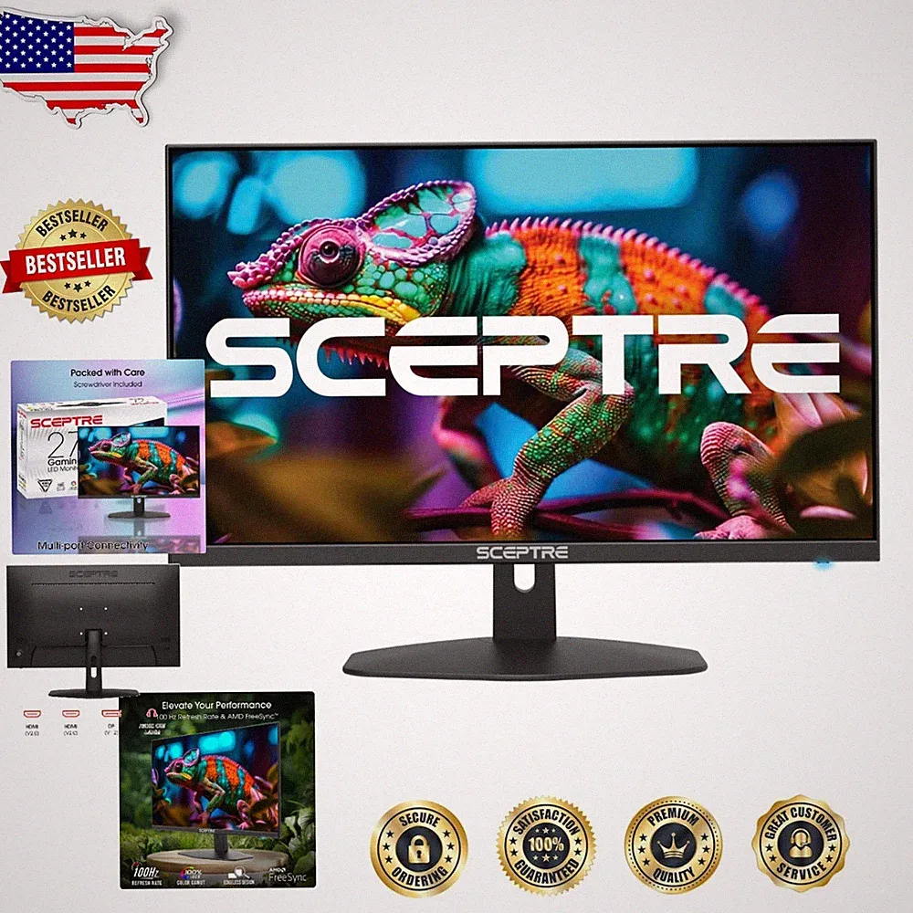 Frameless 27" 100Hz Gaming Monitor, 1080p, FreeSync, Built-in Speakers, Matte