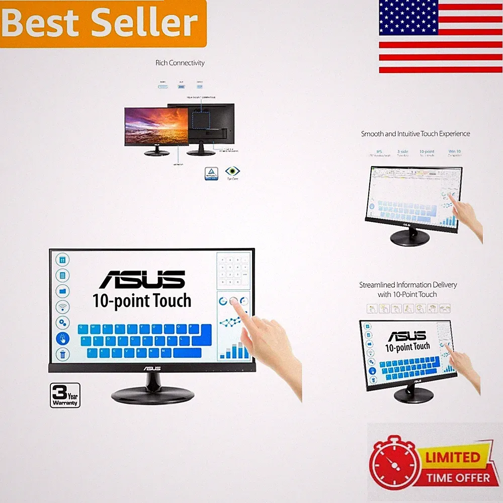 Full HD 1080P 22” IPS Touchscreen Monitor with HDMI & VGA for Versatile Use