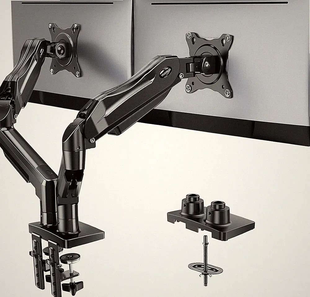 Fully Adjustable Dual Monitor Stand Gaming Desk Mount Black 13-32 Inch
